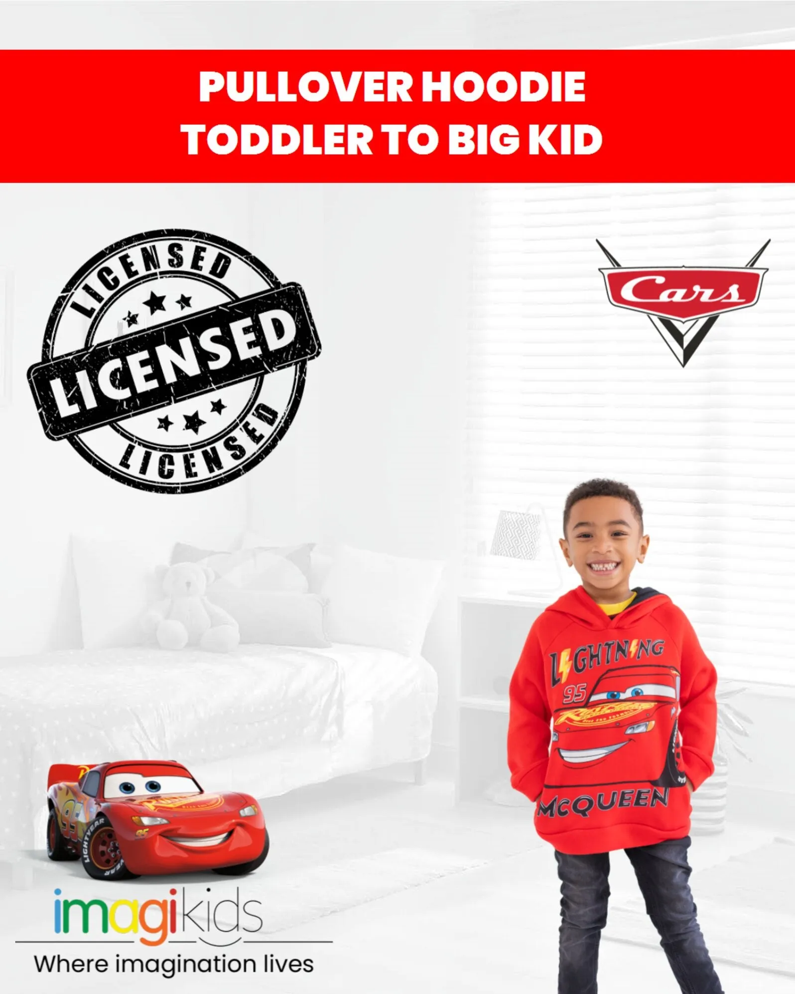 Disney Cars Lightning McQueen Fleece Pullover Hoodie