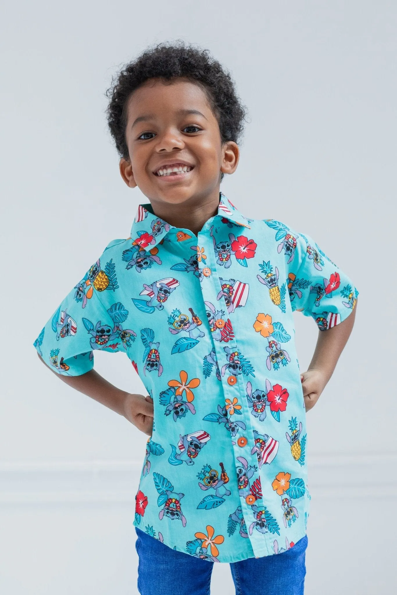 Disney Lilo & Stitch Hawaiian Button Down Dress Shirt