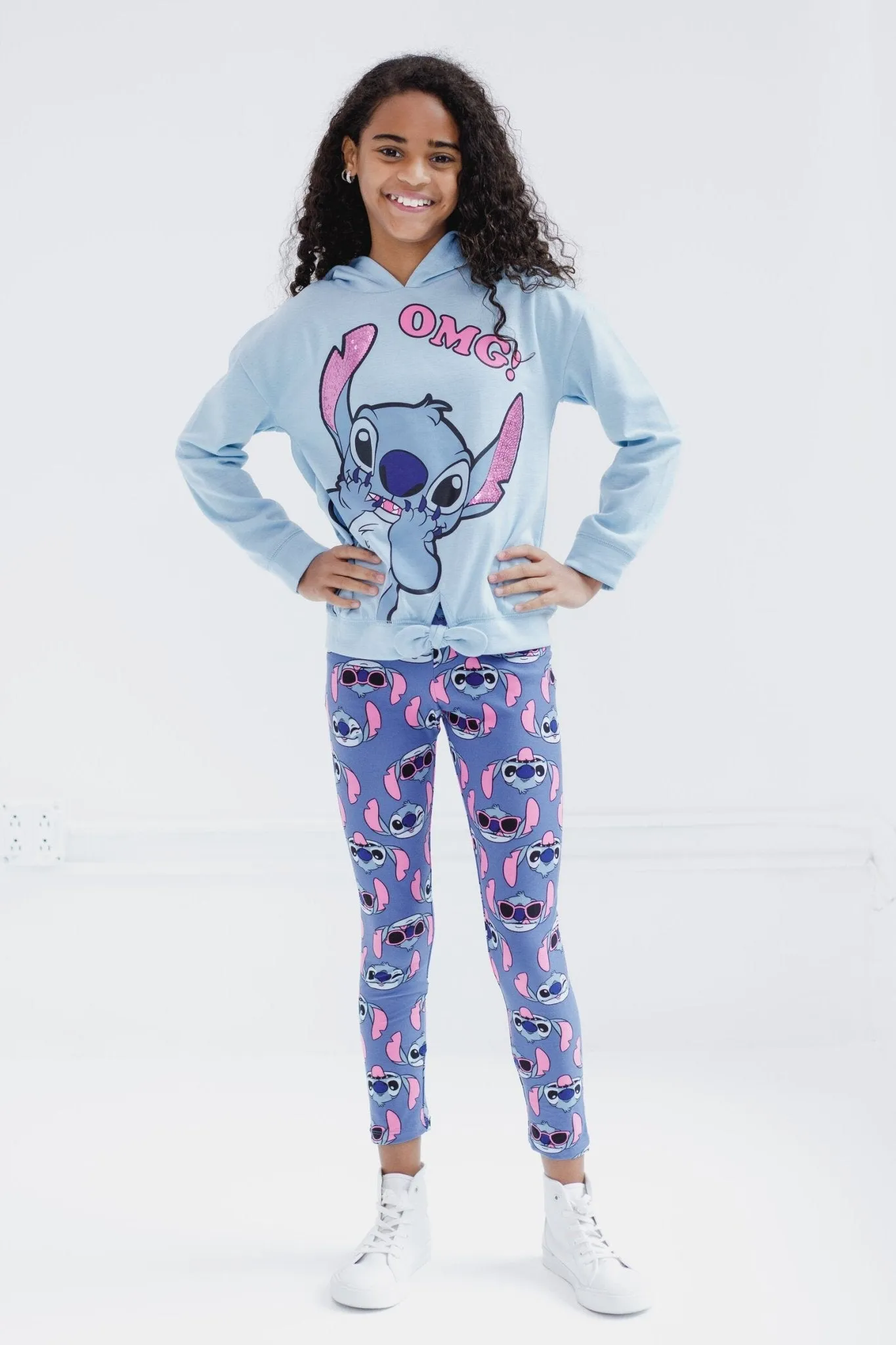 Disney Lilo & Stitch Stitch Pullover Fleece Hoodie and Leggings Outfit Set