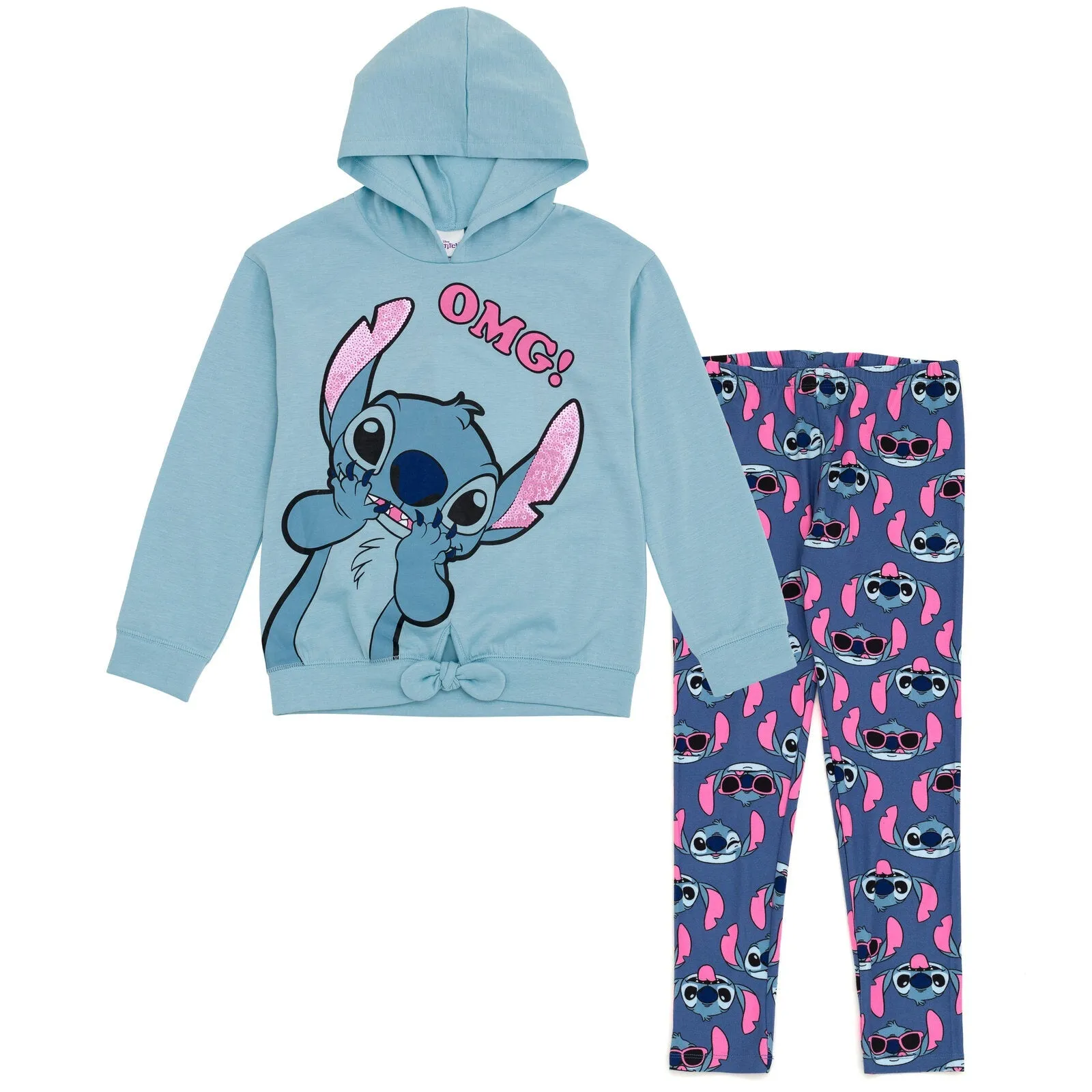 Disney Lilo & Stitch Stitch Pullover Fleece Hoodie and Leggings Outfit Set