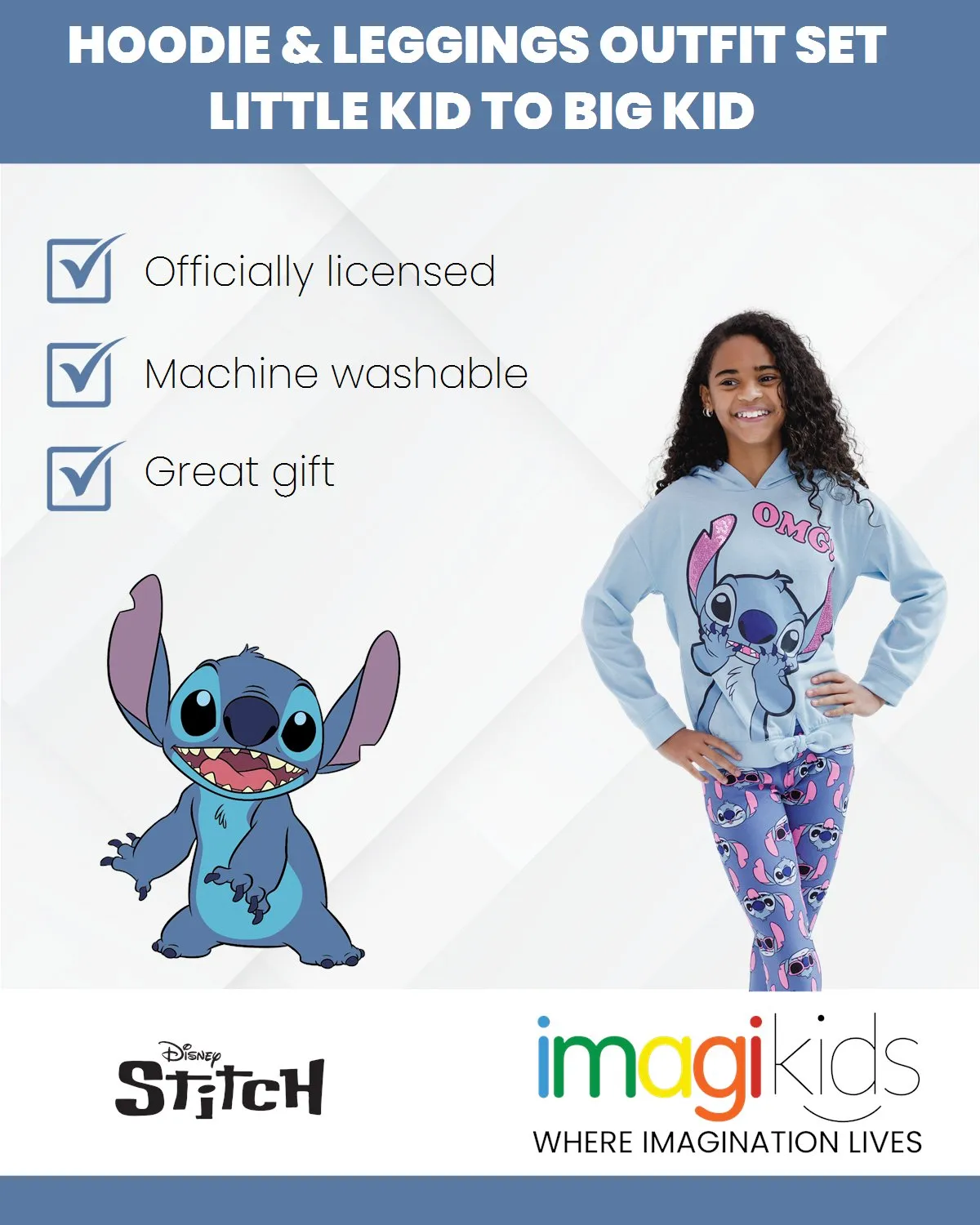 Disney Lilo & Stitch Stitch Pullover Fleece Hoodie and Leggings Outfit Set