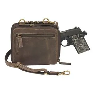 Distressed Leather Compact Conceal Carry Wallet Organizer Crossbody