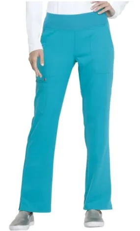 Elle Simply Polished Mid Rise Straight Leg Pull-on Scrub Pant Teal Blue EL130