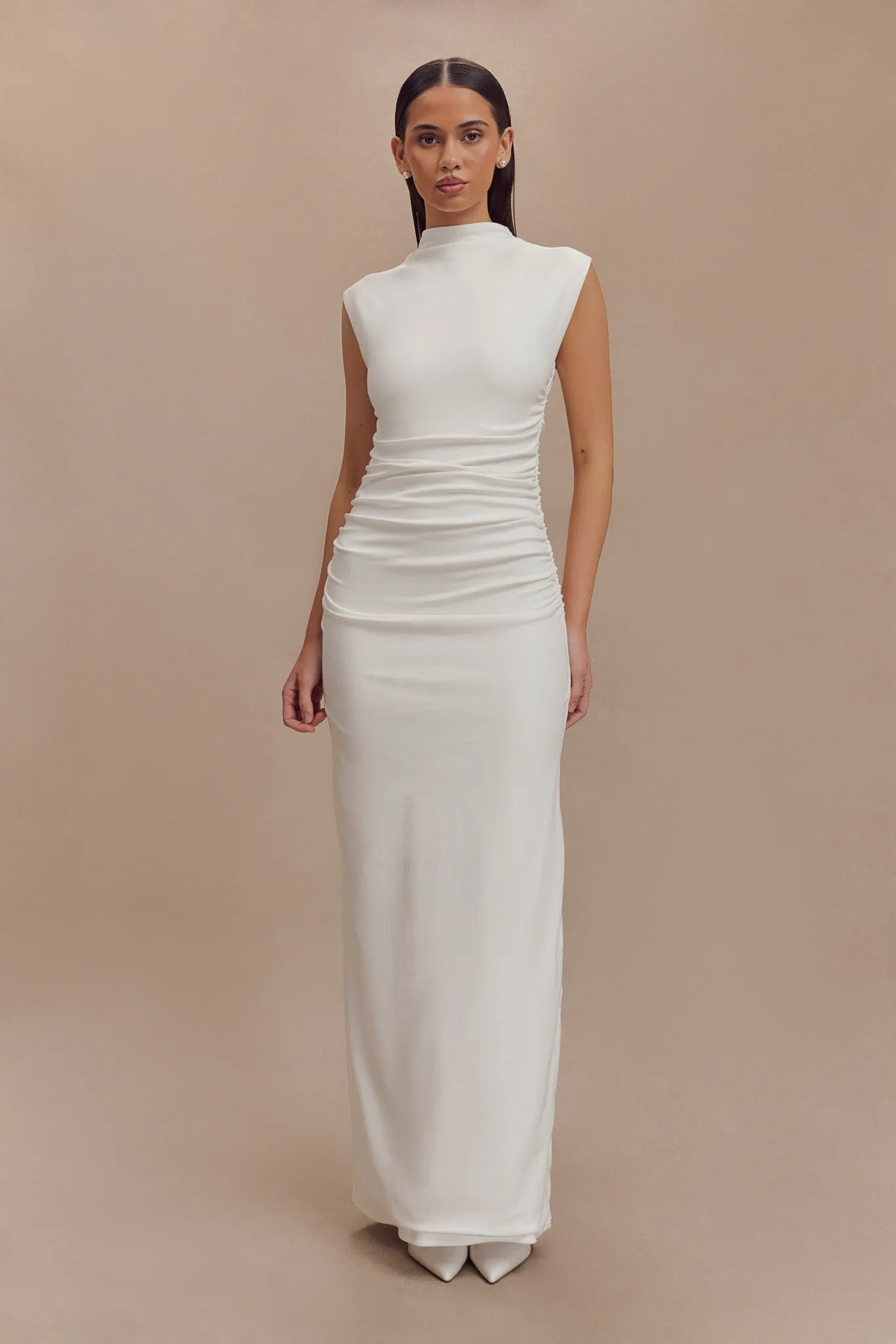 Elliot High Neck Sleeveless Maxi Dress - White