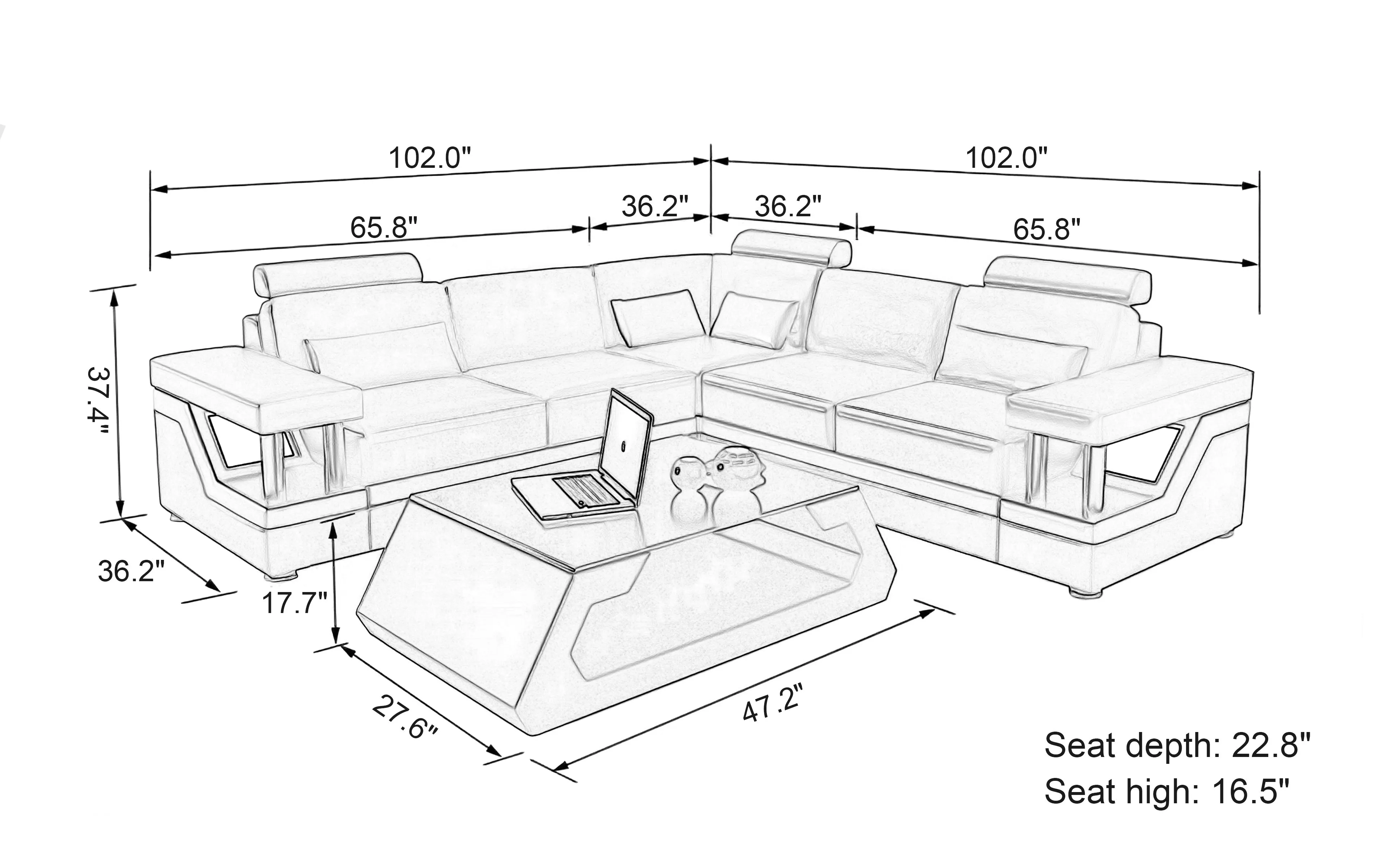 Emerson Modern Leather Sectional