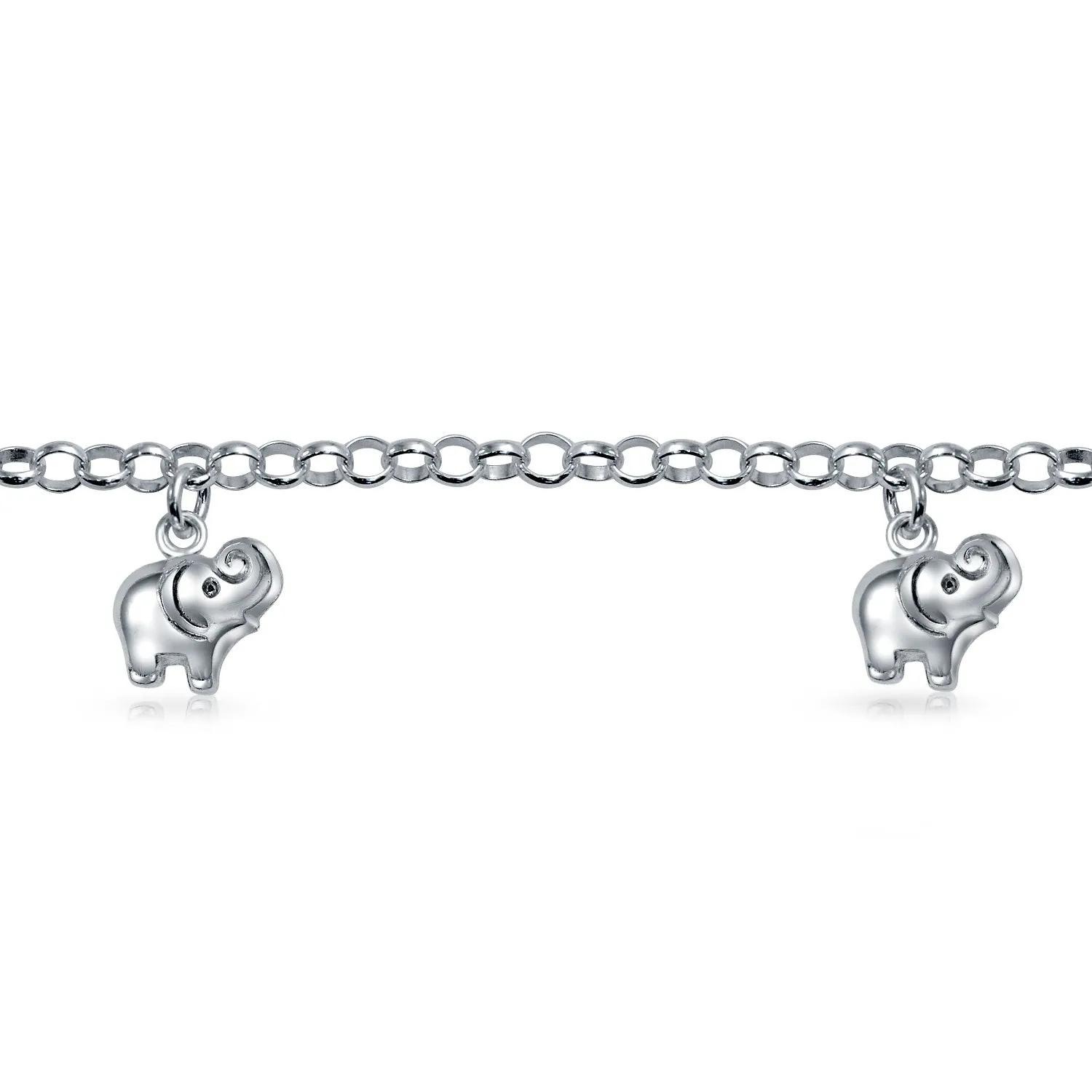 Enamel Dangling Good Luck Elephant Charm Bracelet .925 Sterling Silver