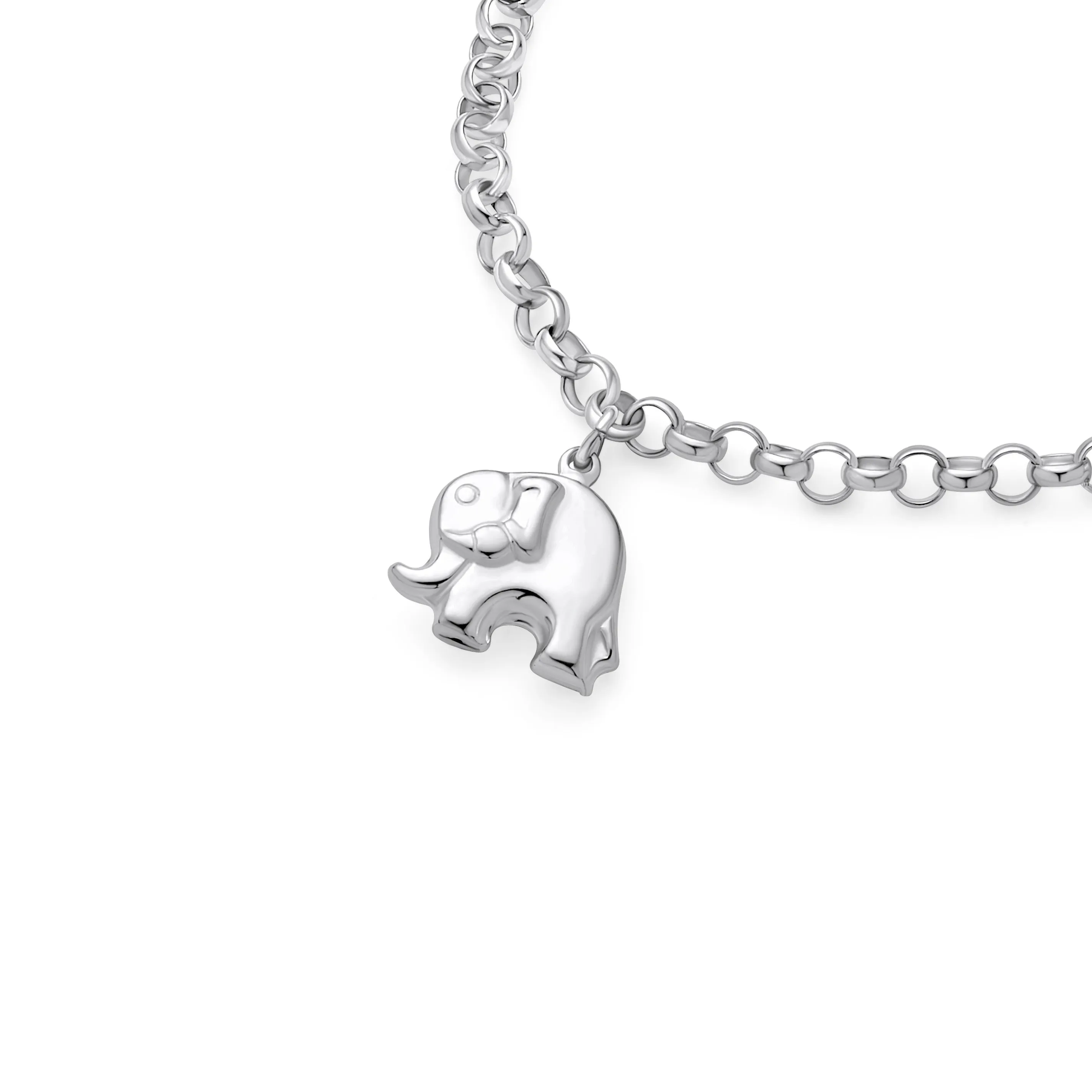 Enamel Dangling Good Luck Elephant Charm Bracelet .925 Sterling Silver