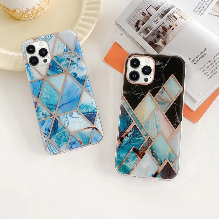 Geometric Marble Texture Electroplated Case