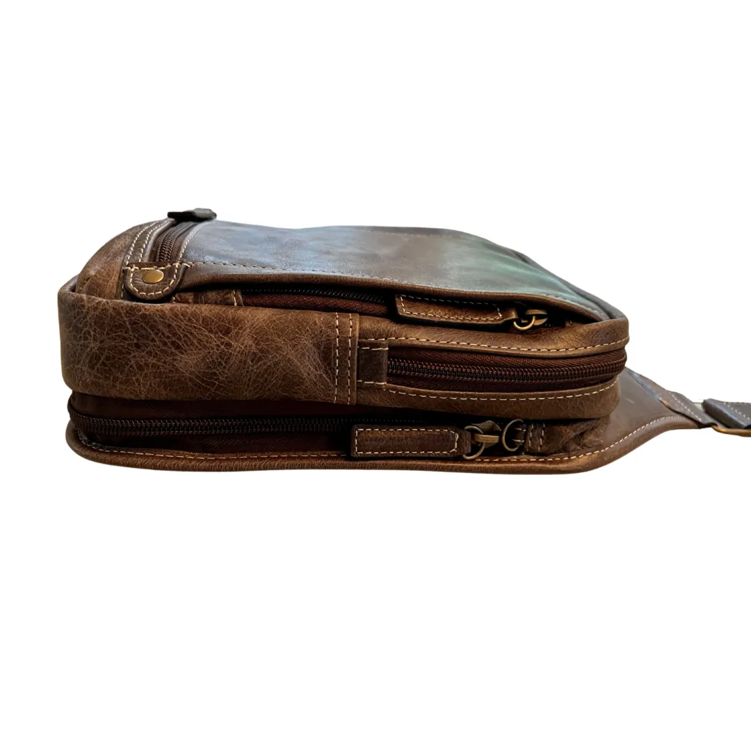 GTM Original RFID Lined Distressed Leather MINI Sling Bag