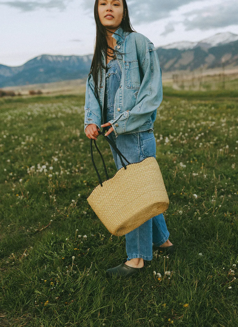 Handwoven Basket Tote - Wave