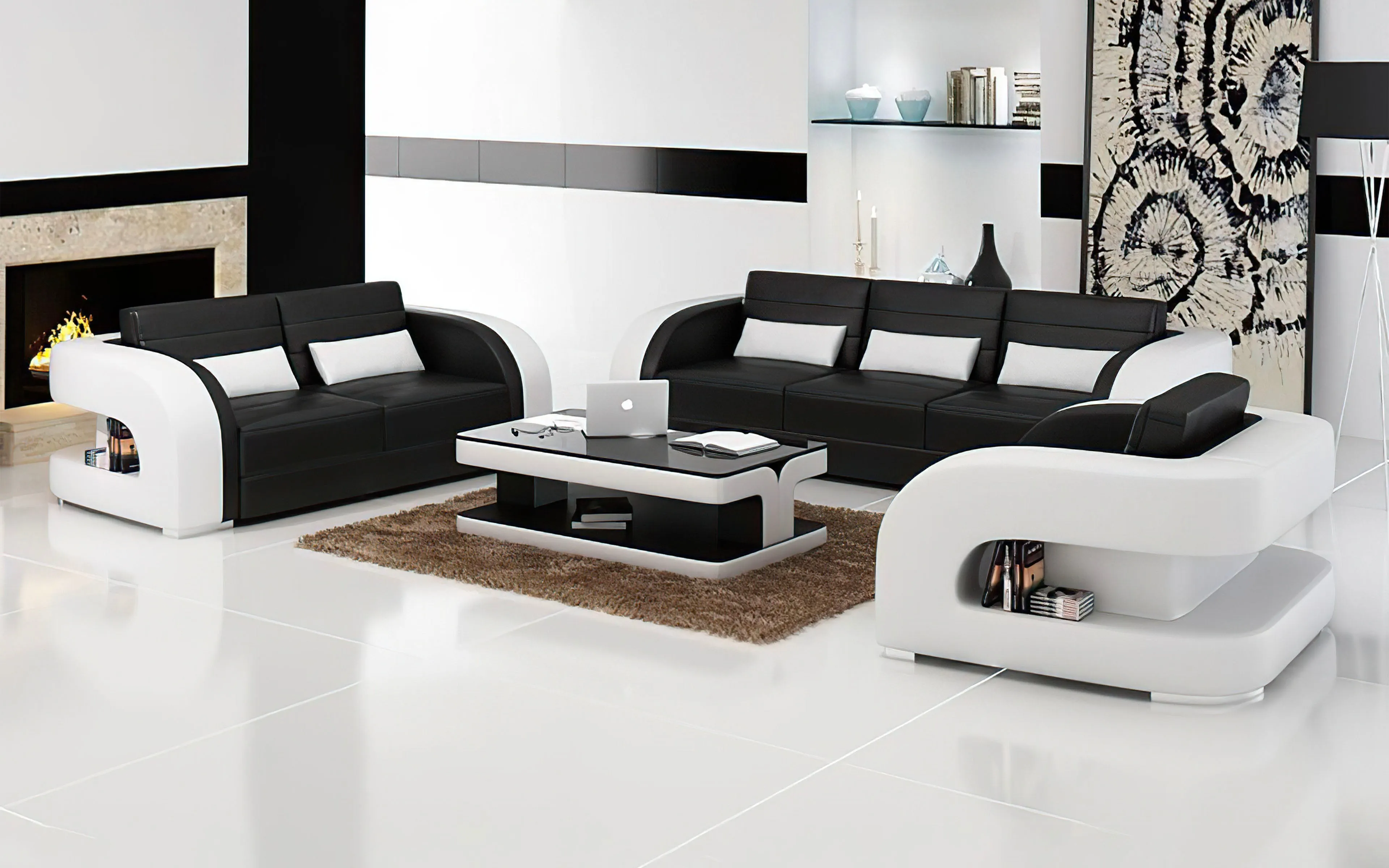 Hennessey Modern Leather Sofa Set