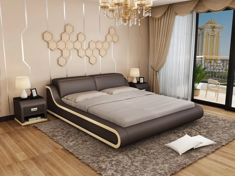 Hillsby Modern Leather Platform Bed