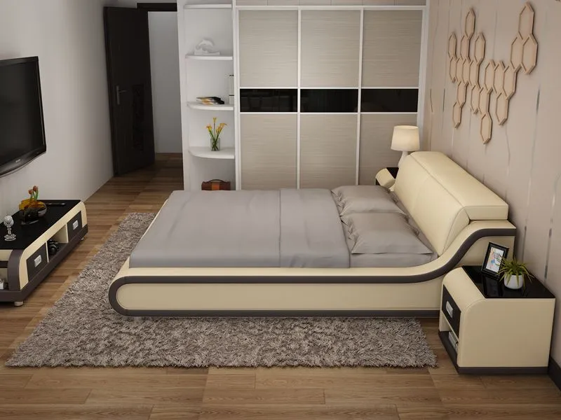 Hillsby Modern Leather Platform Bed