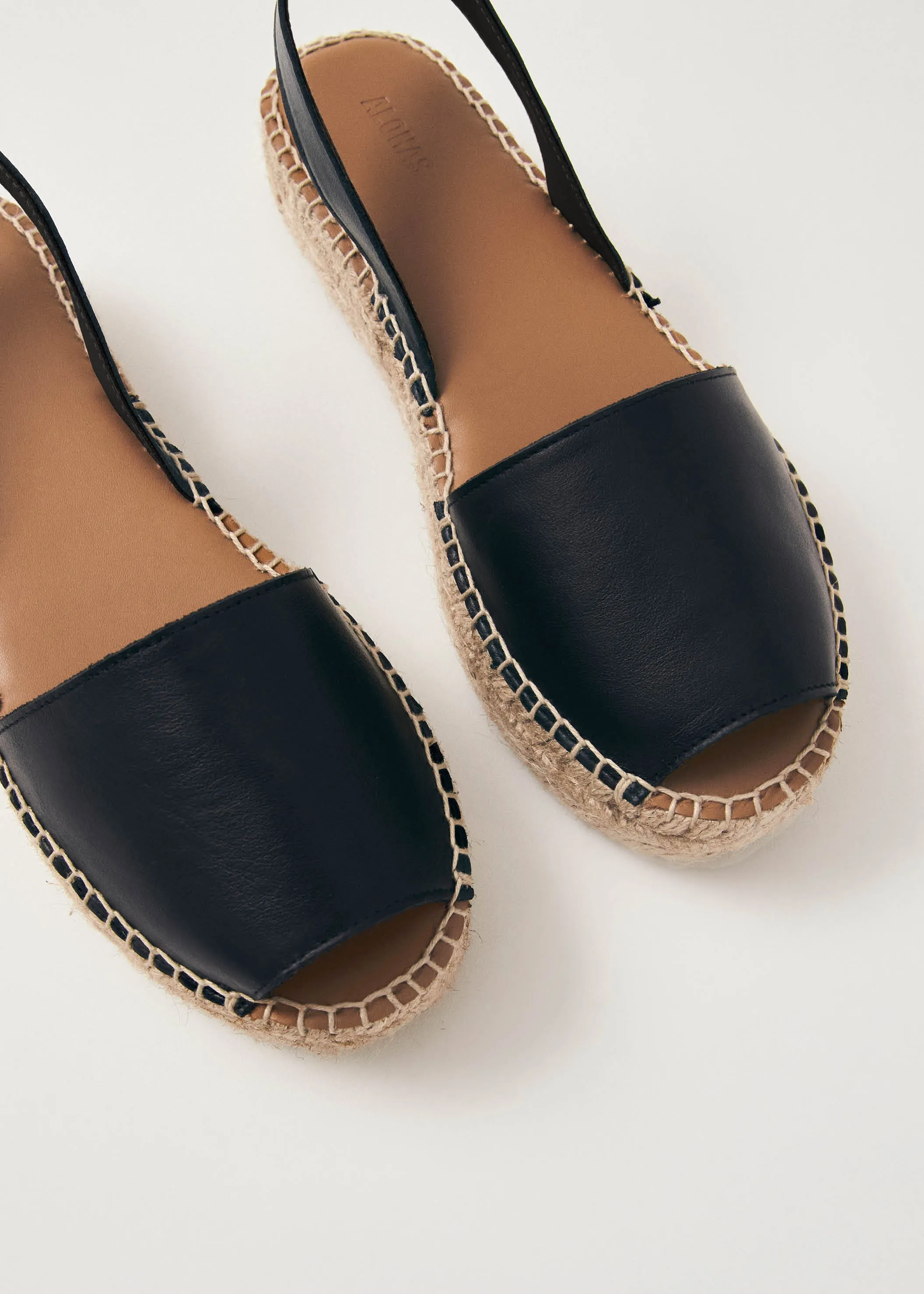 Ibizas Black Leather Espadrilles