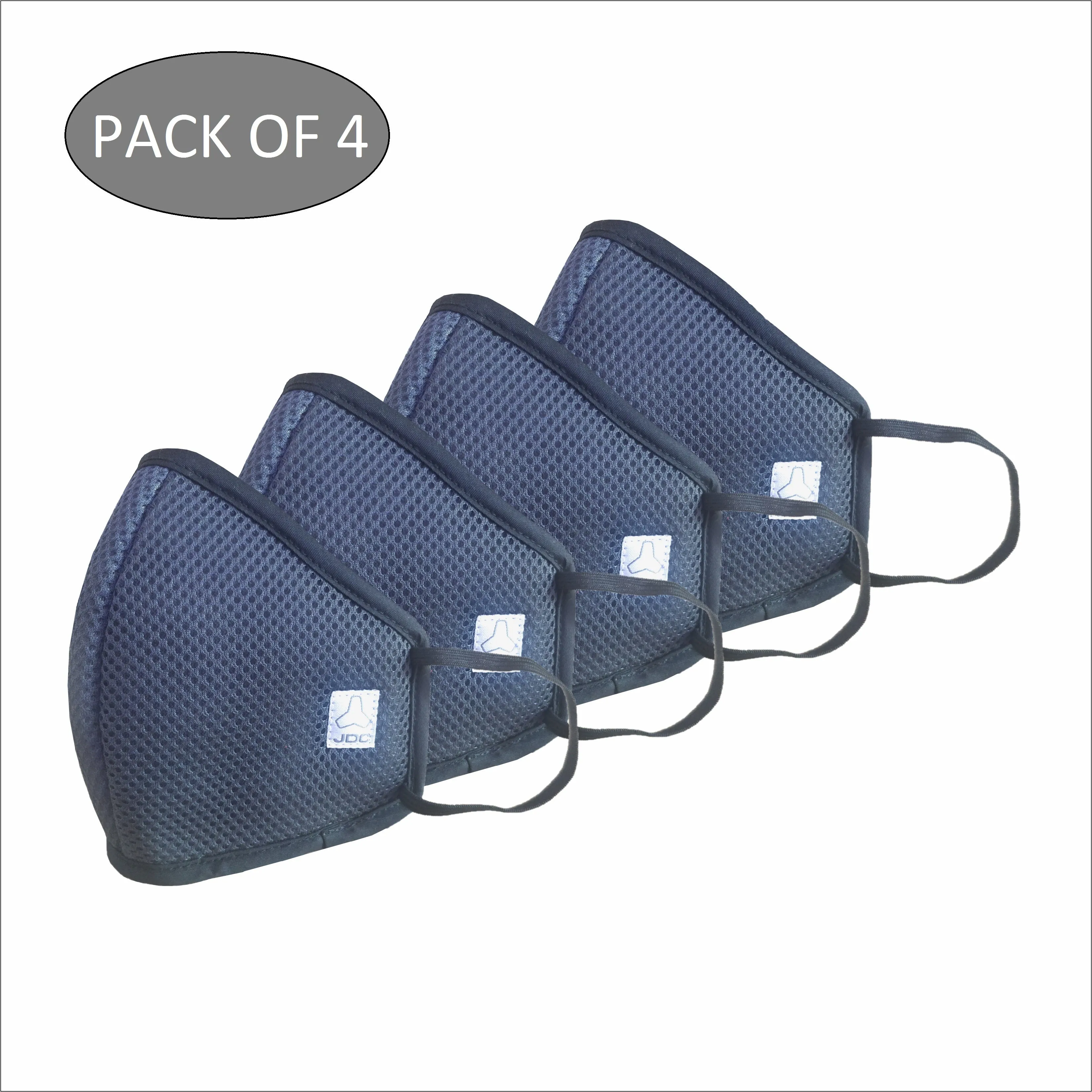 JDC Unisex Pack of 4 Mask-Dk Grey