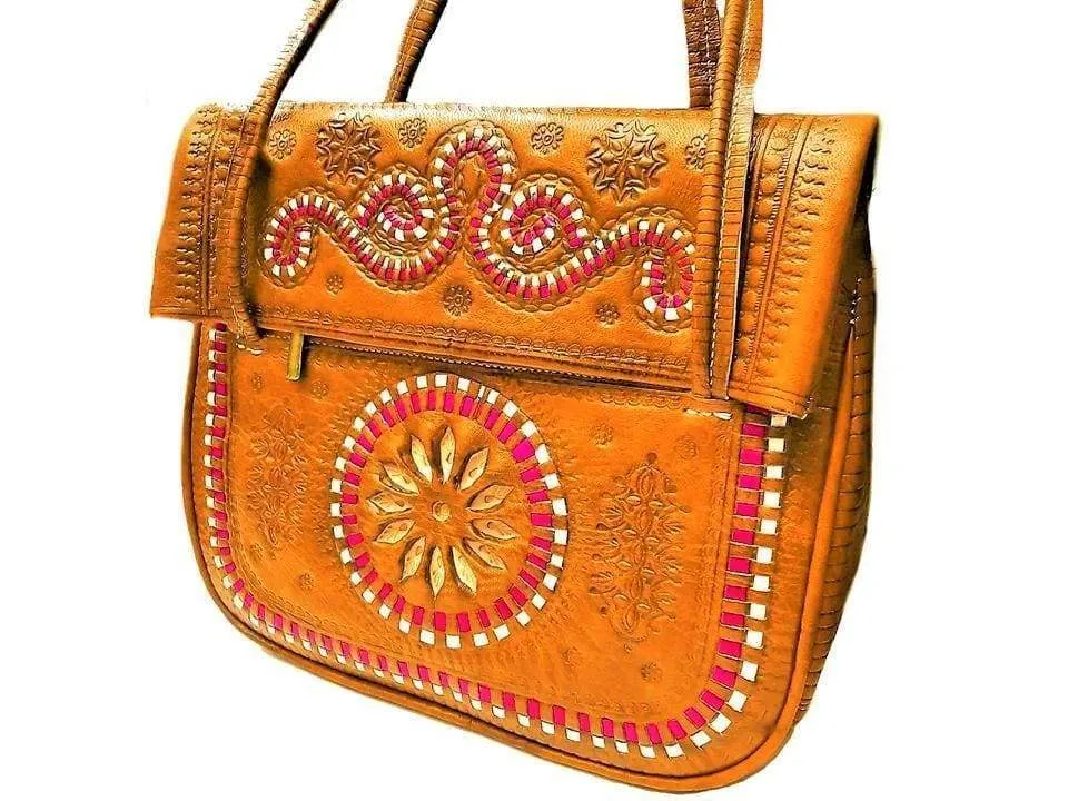 Jeblia Leather Tote Bag - Orange