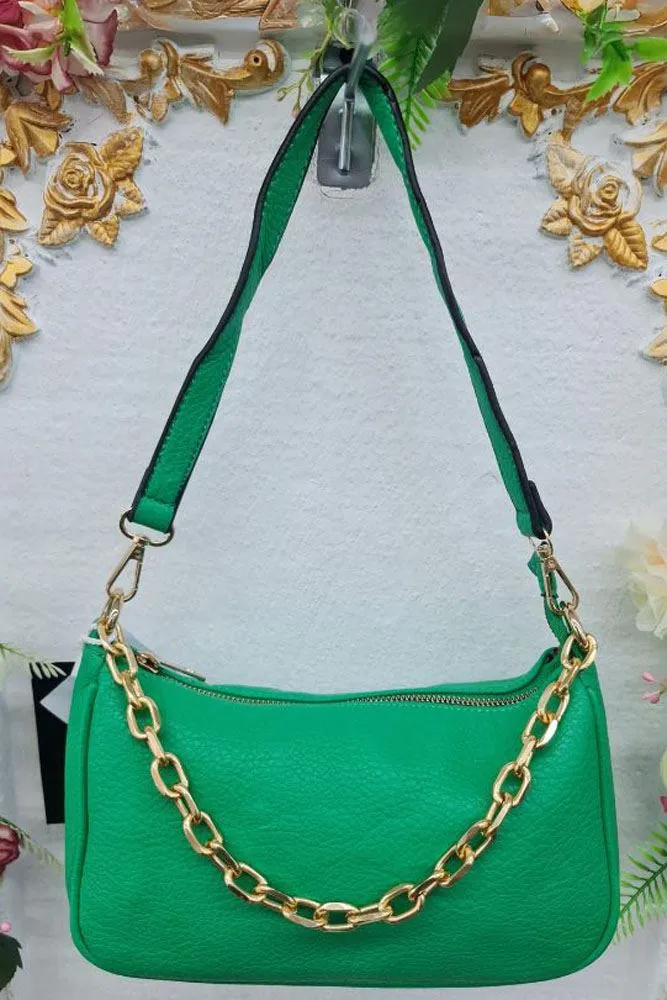 Leather Crescent Chain Shoulder Bag