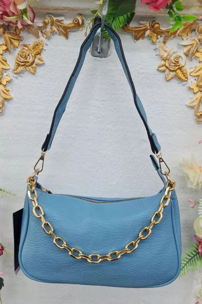 Leather Crescent Chain Shoulder Bag