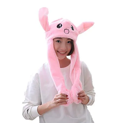 LED Movable-Ear Pink Bunny Hat