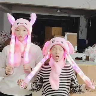 LED Movable-Ear Pink Bunny Hat