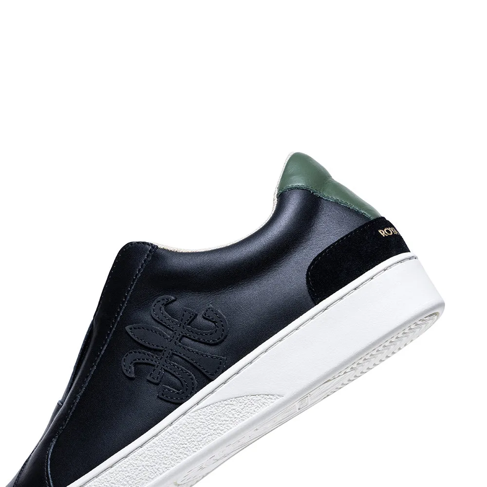 Men's Bishop Black Green Leather Sneakers 01721-994