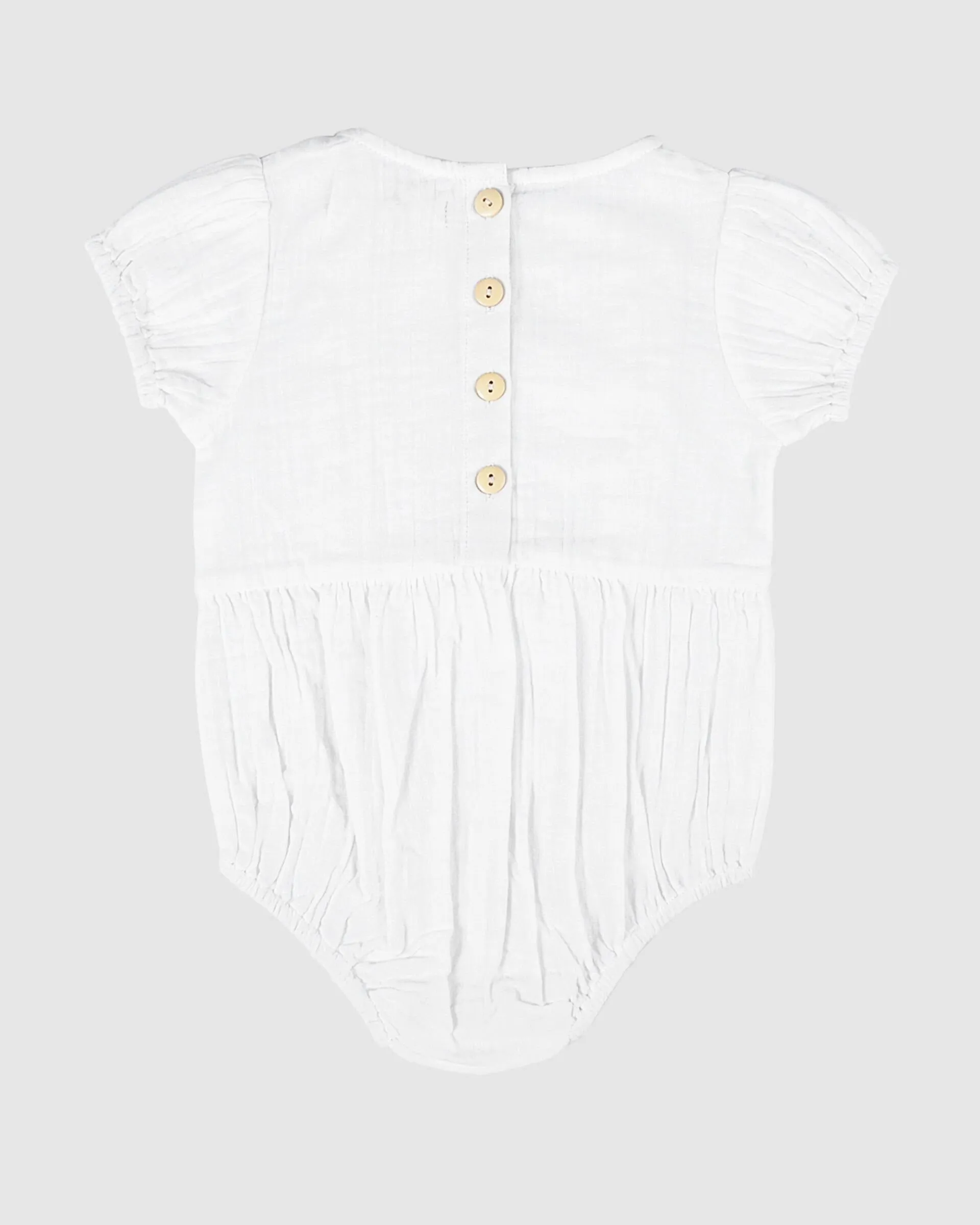 Mia Playsuit - White Flower Embroidery