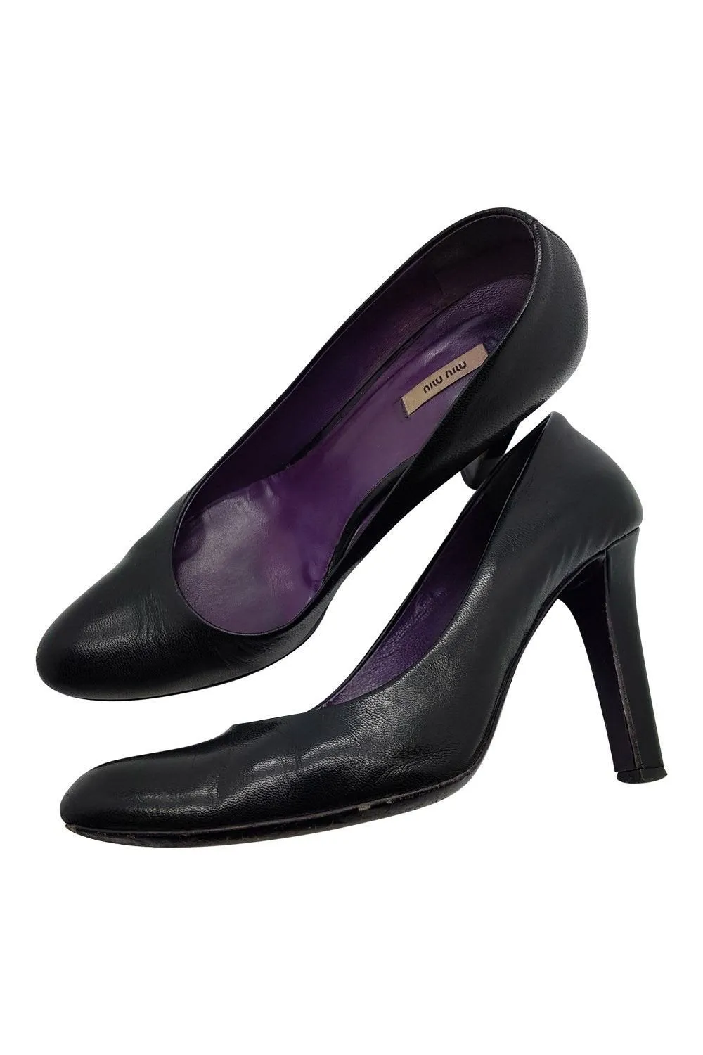 MIU MIU Plain Black Court Shoes (36)