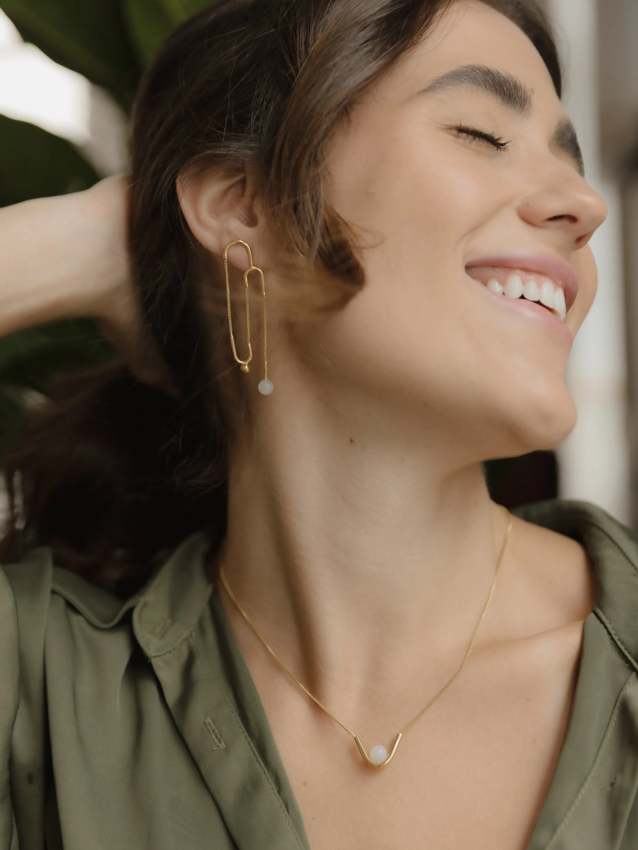 Movimento Earrings | jade pulley chain earrings