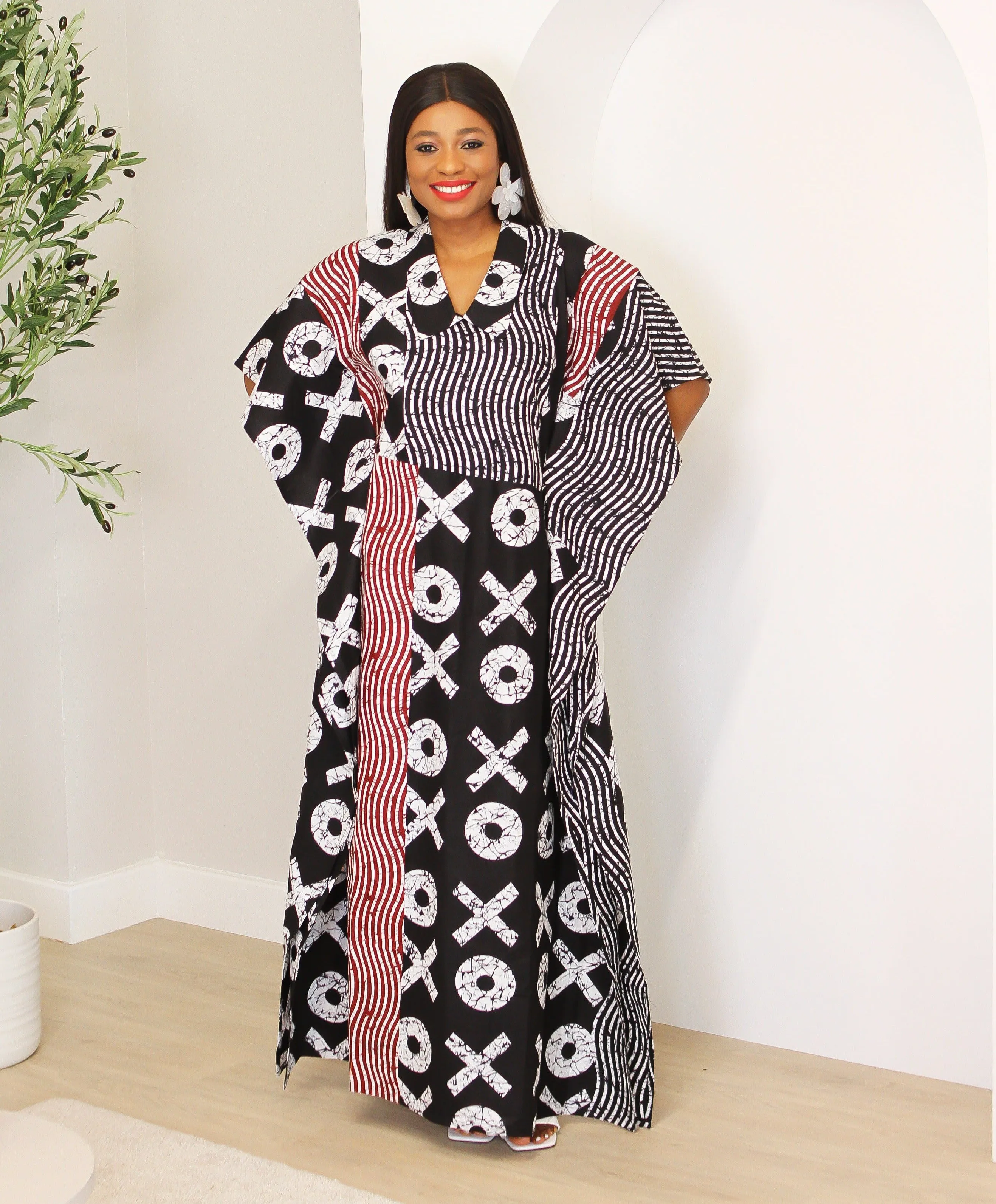 New in Adire Kaftan Boubou Maxi Dress - Nima