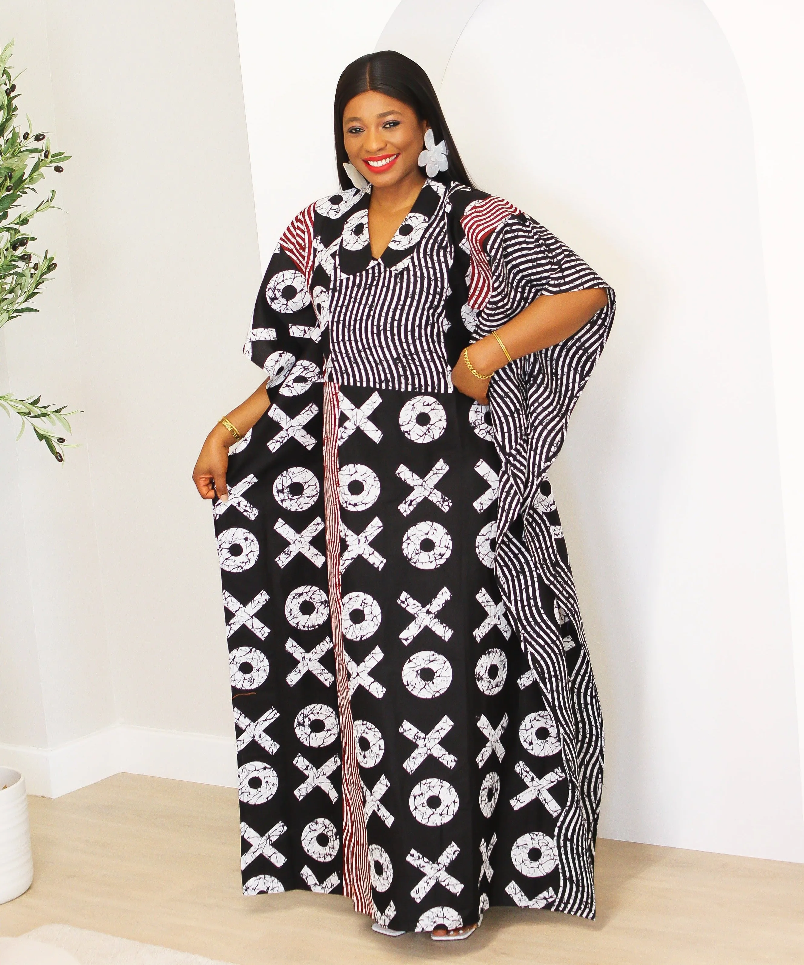 New in Adire Kaftan Boubou Maxi Dress - Nima