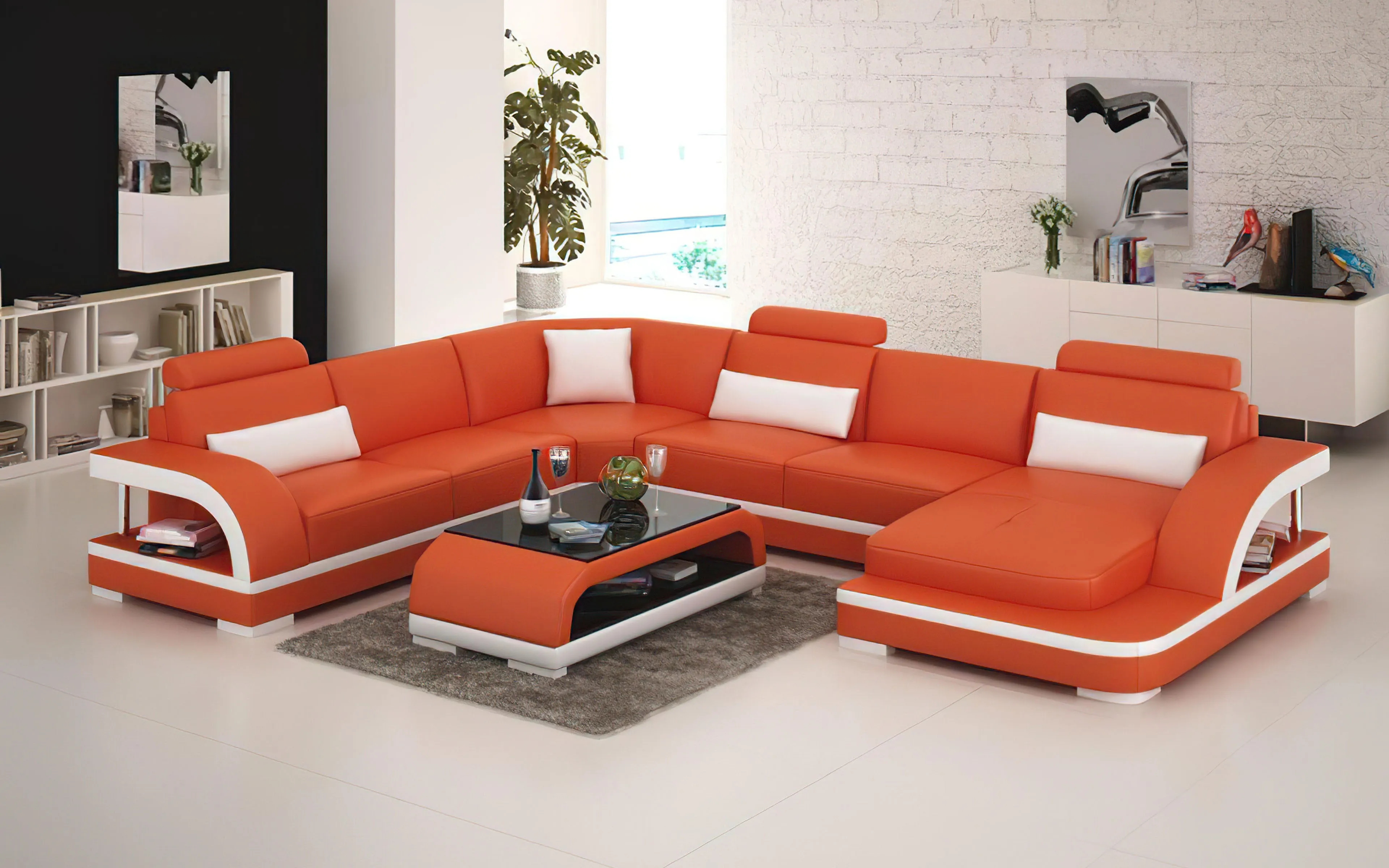 Nexso Modern U-Shape Leather Sectional