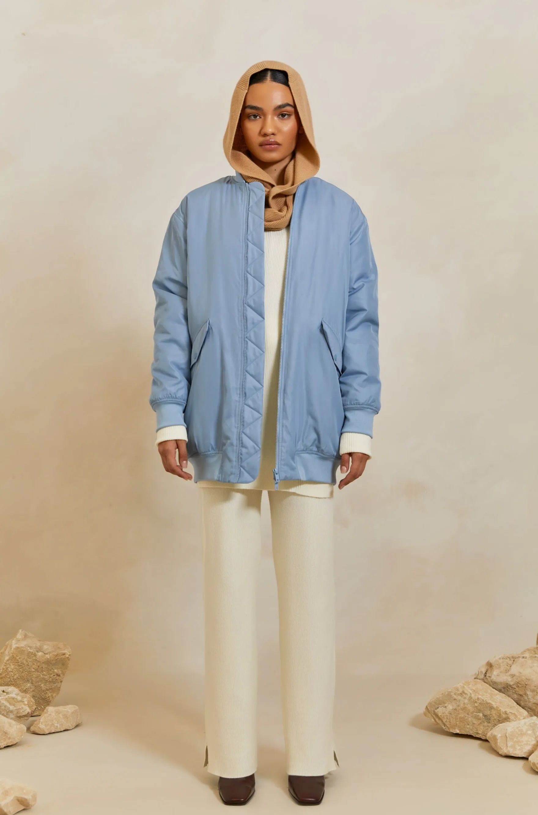 Oversized Bomber Jacket - Ashley Blue