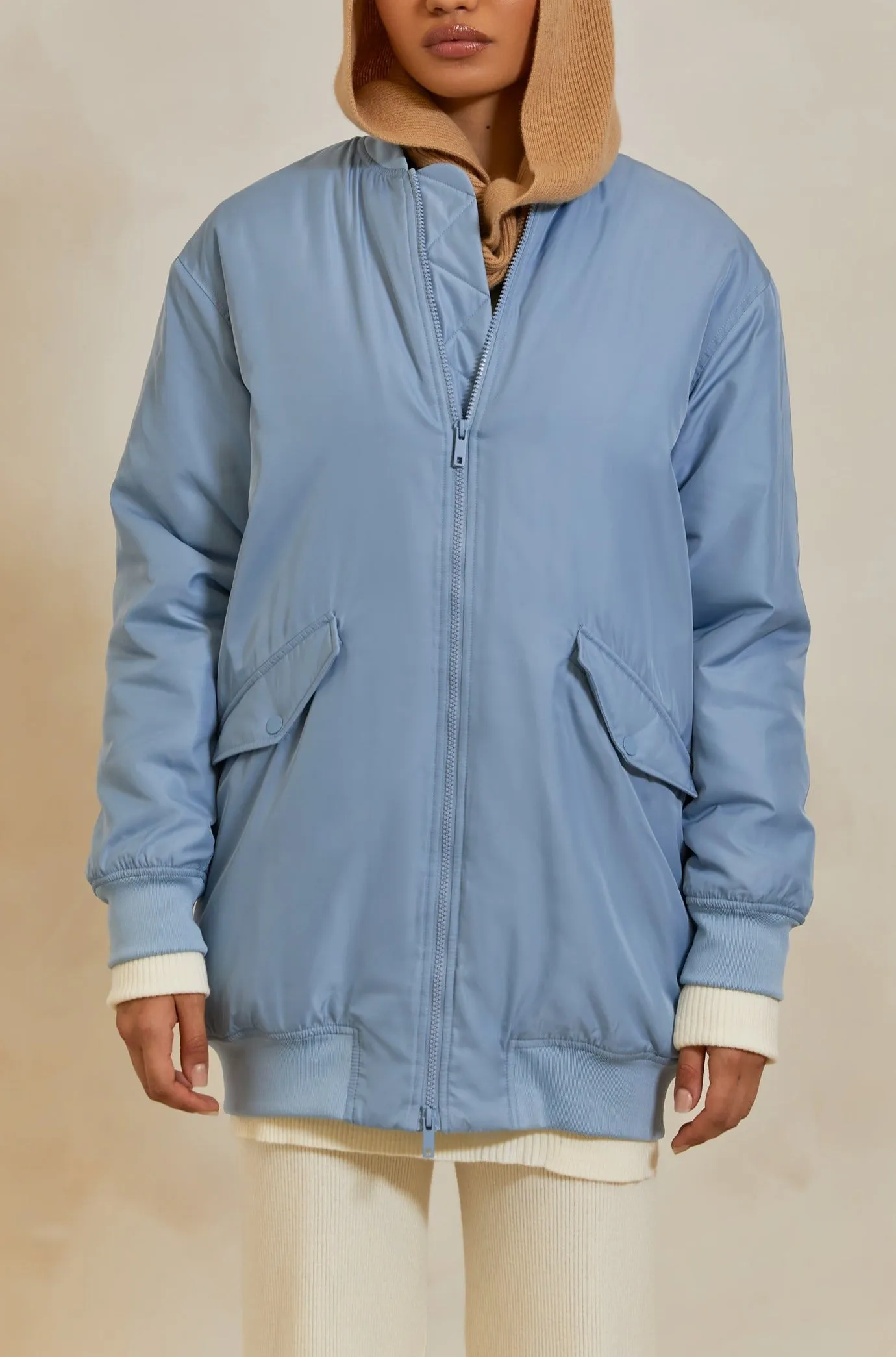 Oversized Bomber Jacket - Ashley Blue