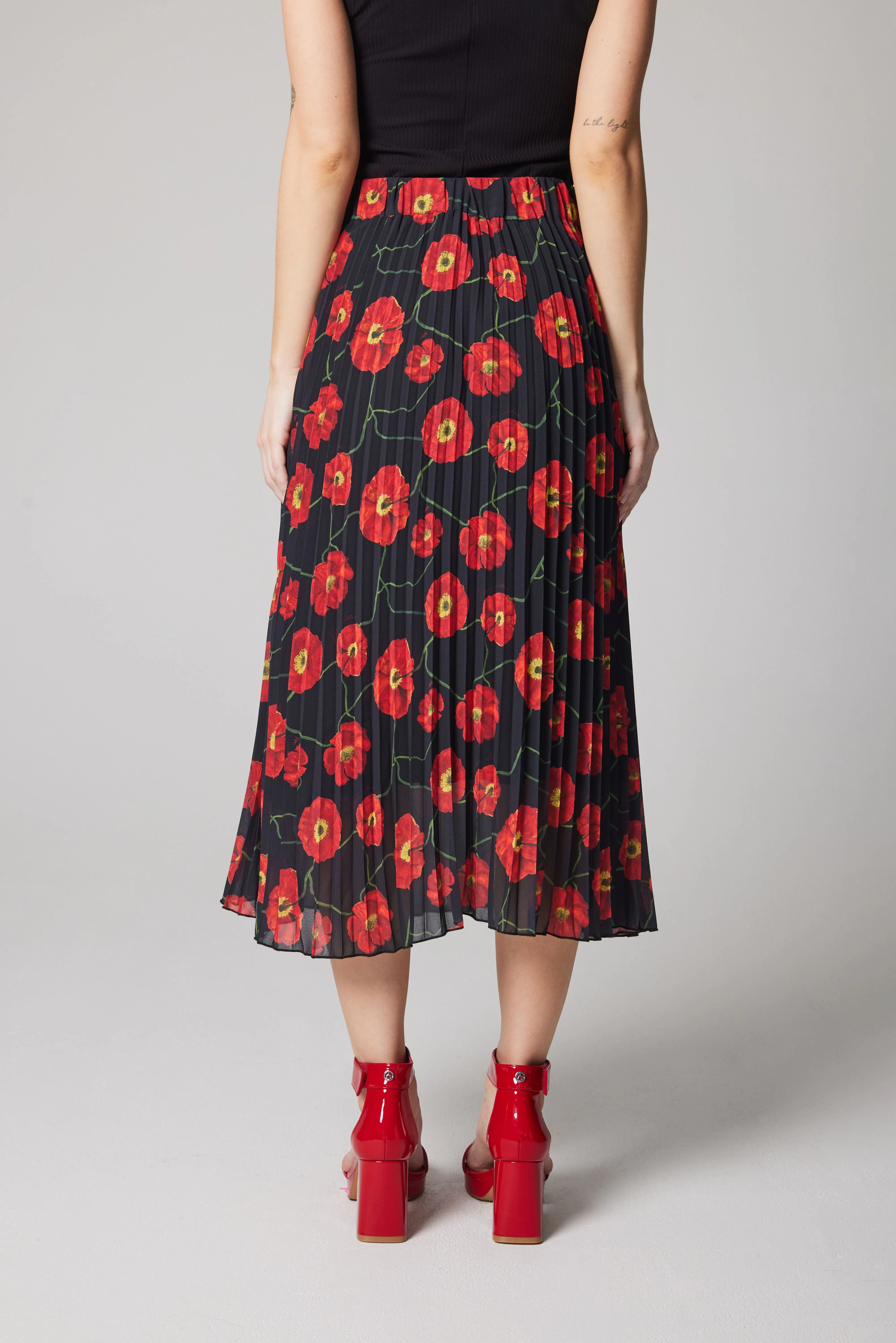 Pleated Skirt - Poppies