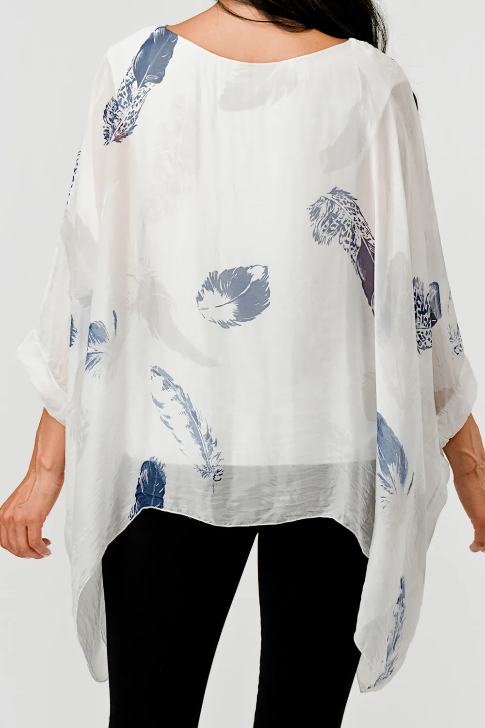 Raw Moda Italian Silky Feathered Pattern Top