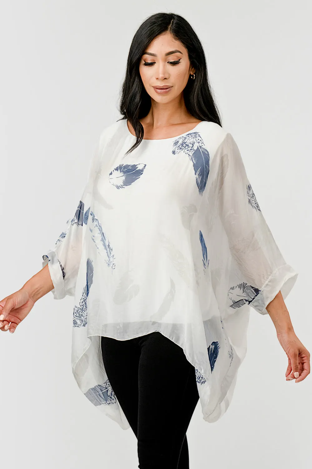 Raw Moda Italian Silky Feathered Pattern Top