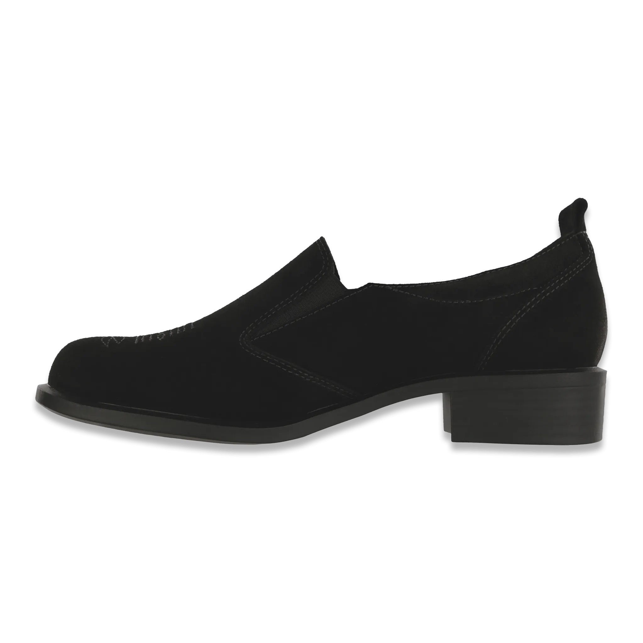 Saddle Black Suede