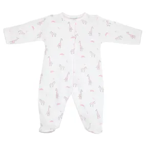 Safari Pink Animals Printed Footie | Baby Girl