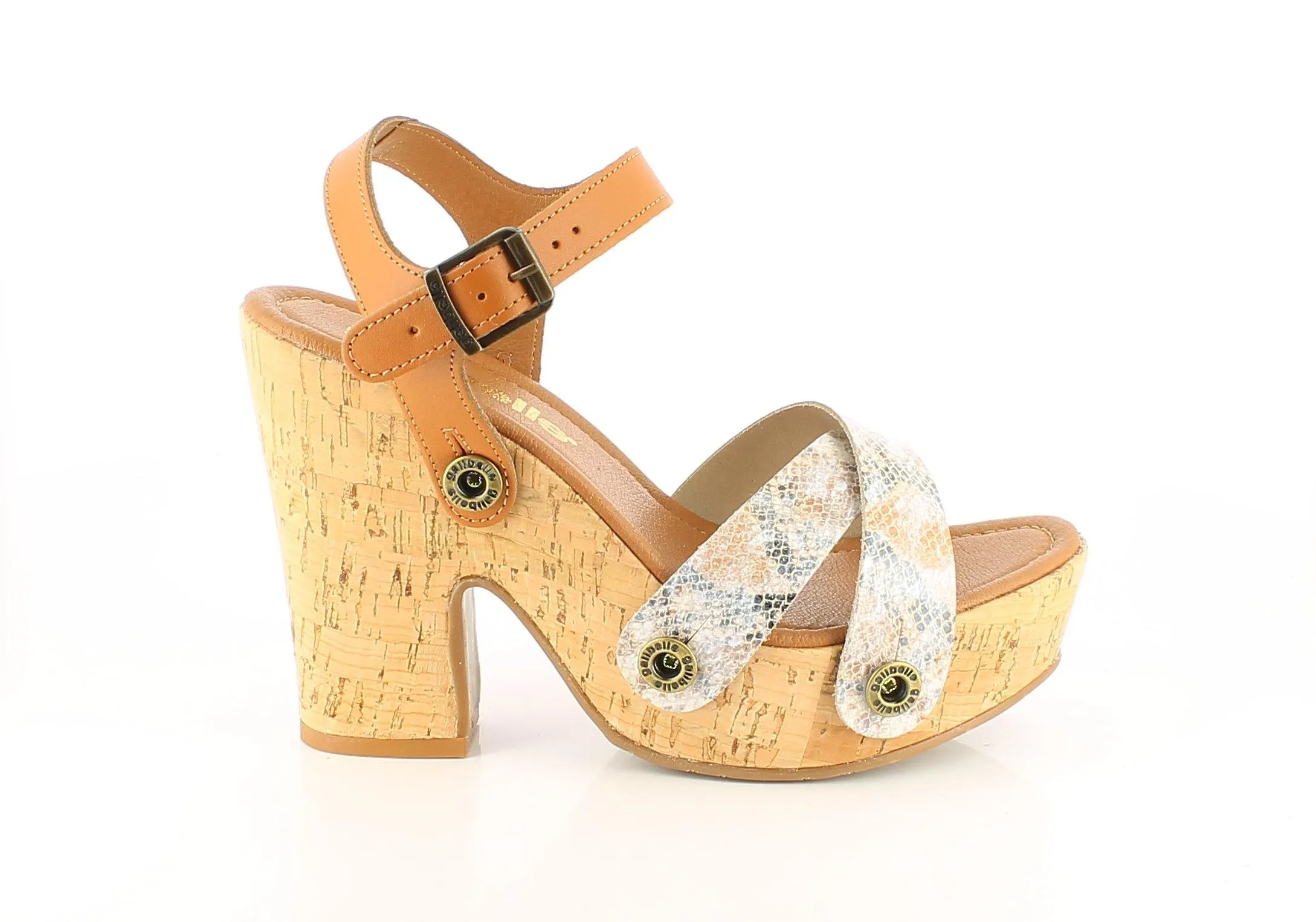 Sara Cork Pack - Camel, Floral Brown, White Snake Straps