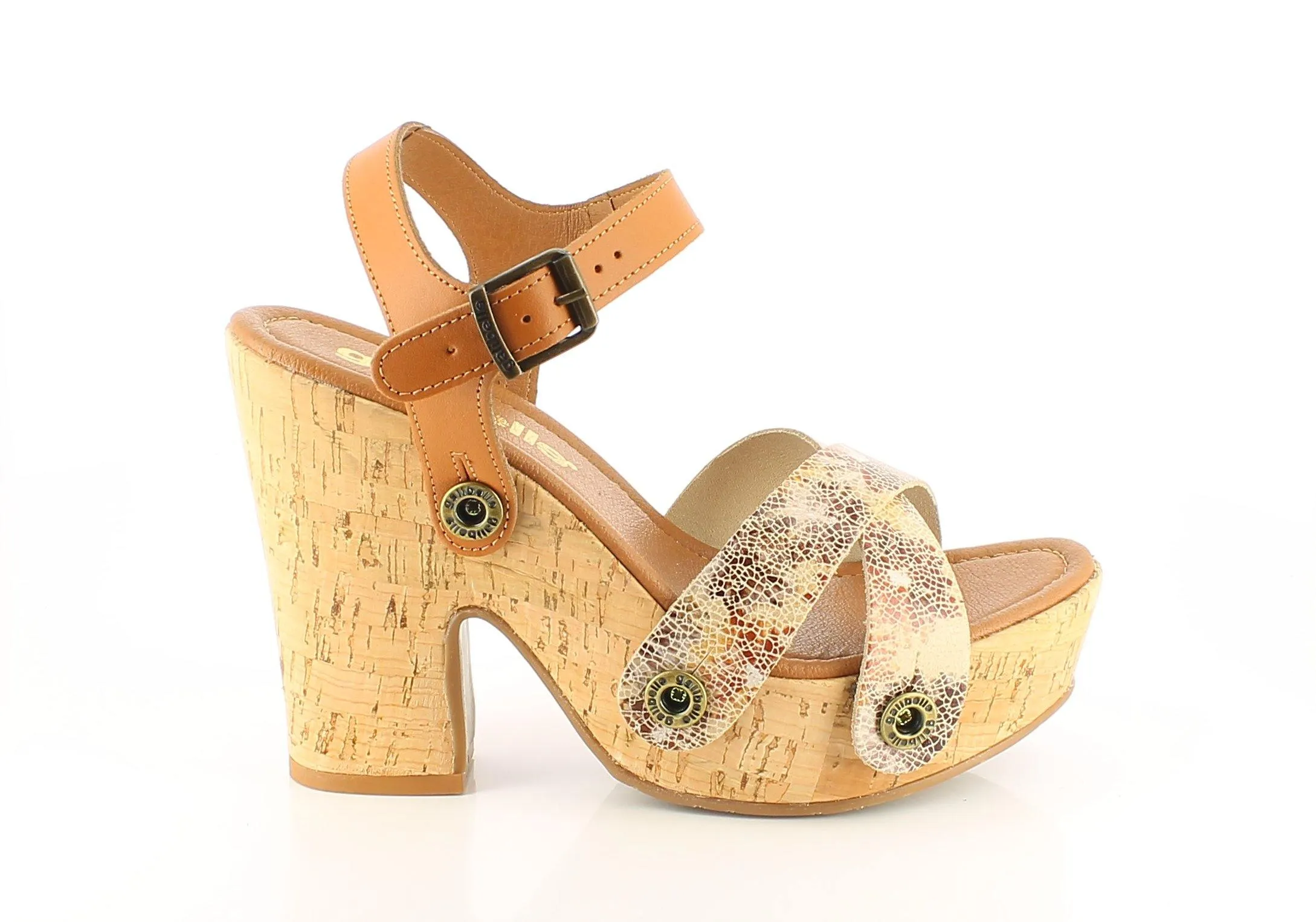 Sara Cork Pack - Camel, Floral Brown, White Snake Straps