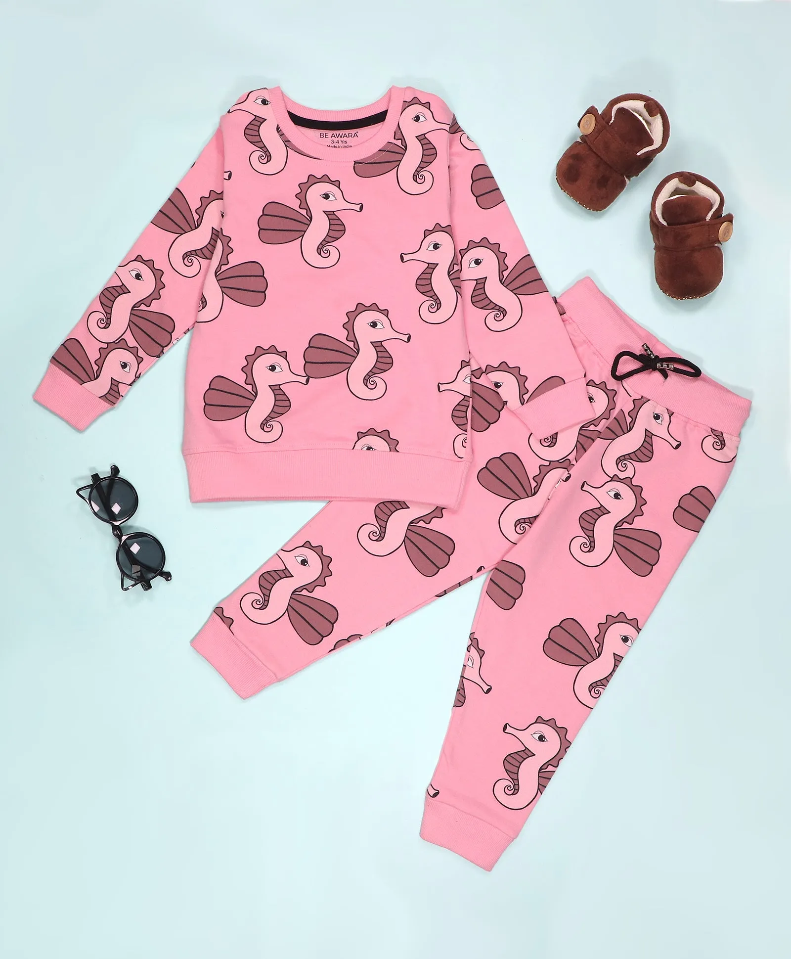 Sea Horse Pattern Kids Sweatshirt & Joggers Set