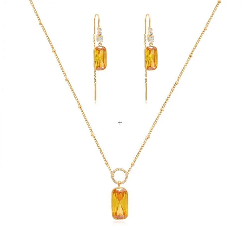 Silver 92.5 Citrine Sui Dhaga Earring