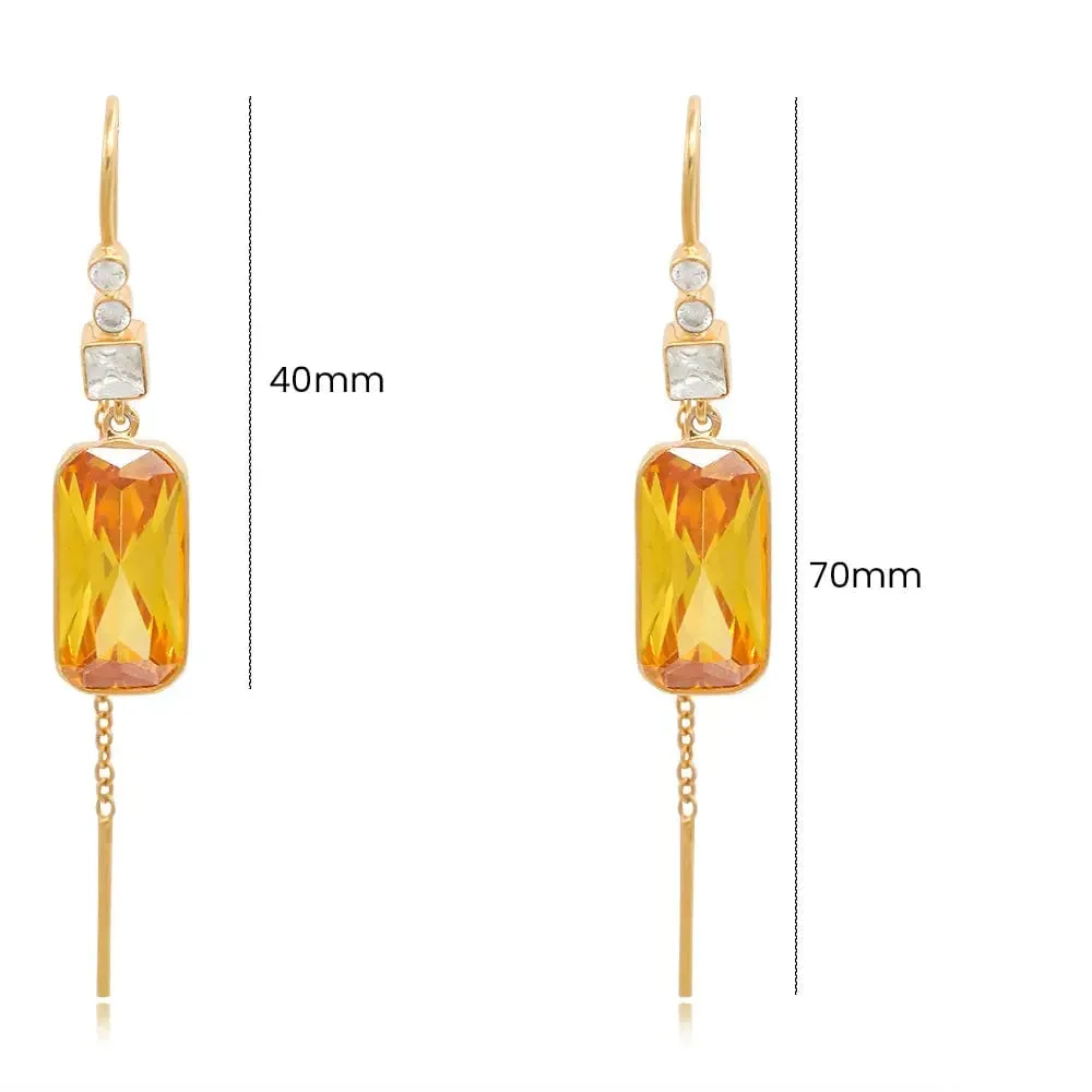 Silver 92.5 Citrine Sui Dhaga Earring