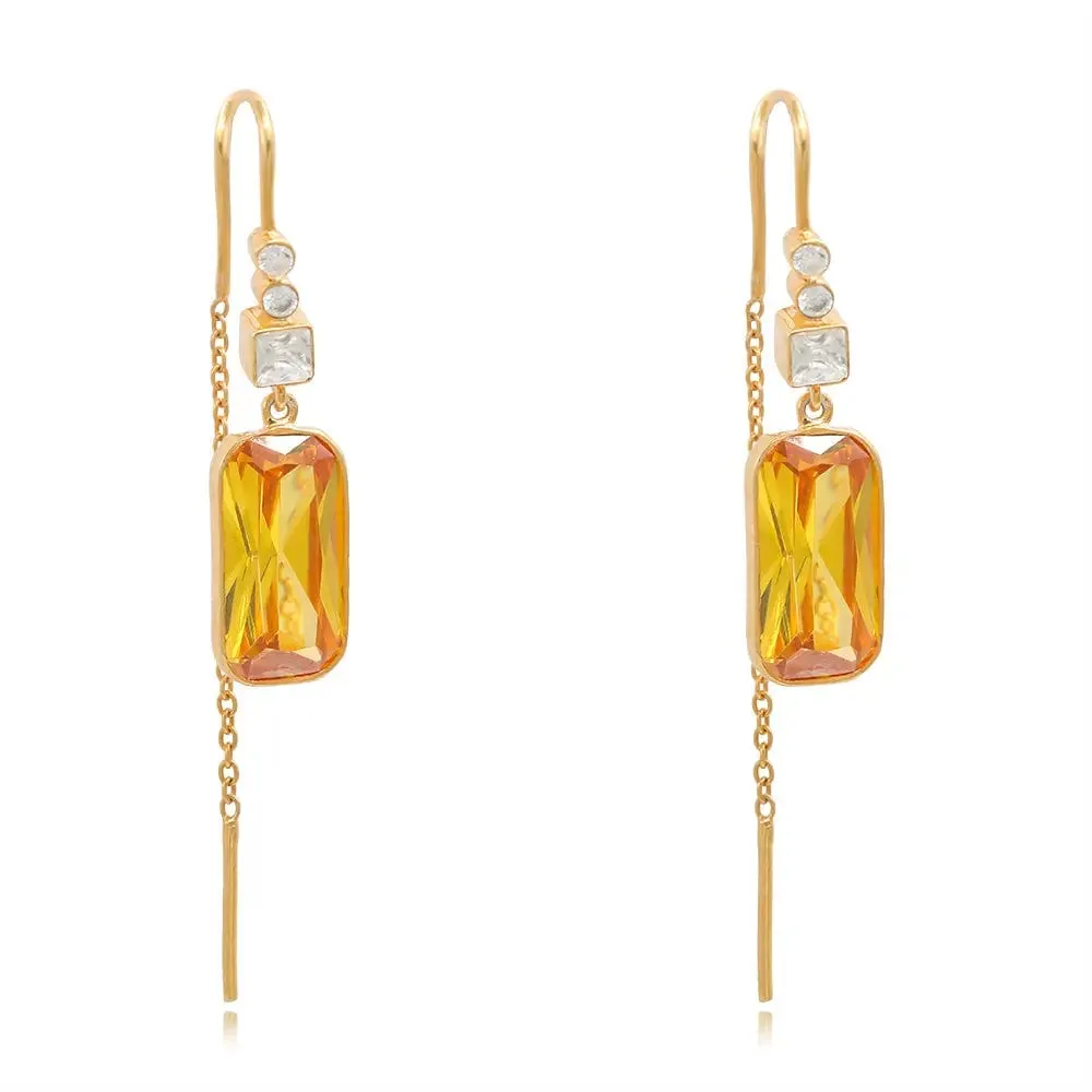 Silver 92.5 Citrine Sui Dhaga Earring