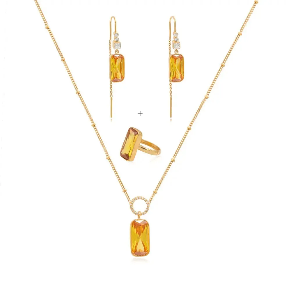 Silver 92.5 Citrine Sui Dhaga Earring