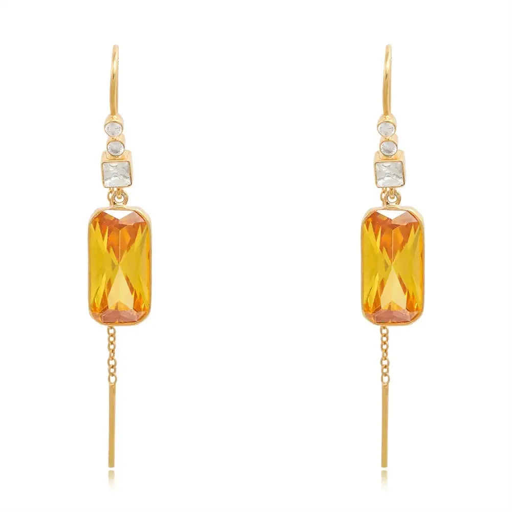 Silver 92.5 Citrine Sui Dhaga Earring