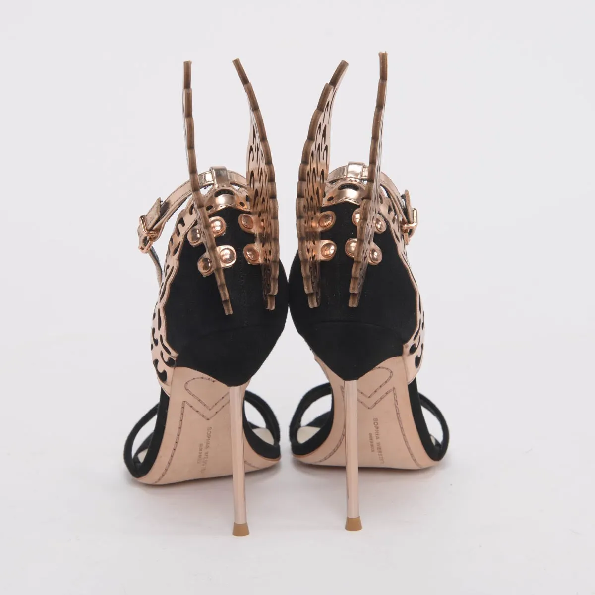 Sophia Webster Gold & Black Suede Evangeline Butterfly Sandals 38.5