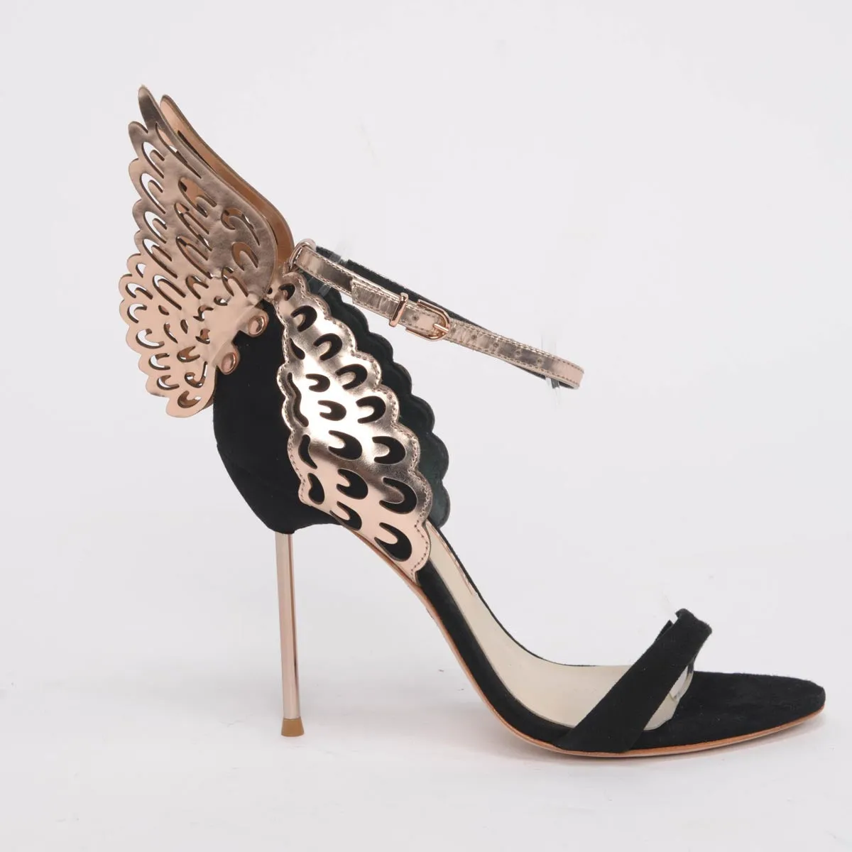 Sophia Webster Gold & Black Suede Evangeline Butterfly Sandals 38.5