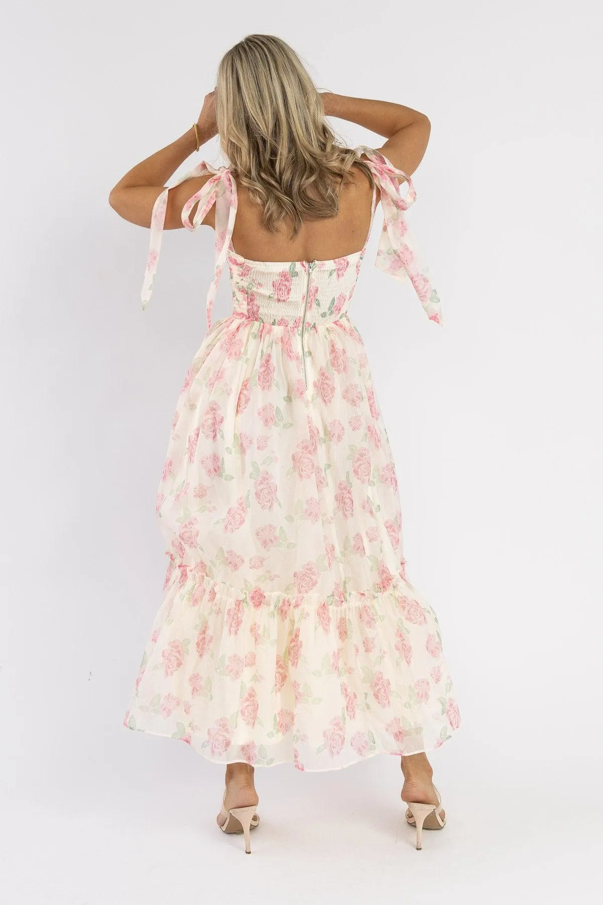 Sweet Serenade Blush Floral Maxi Dress