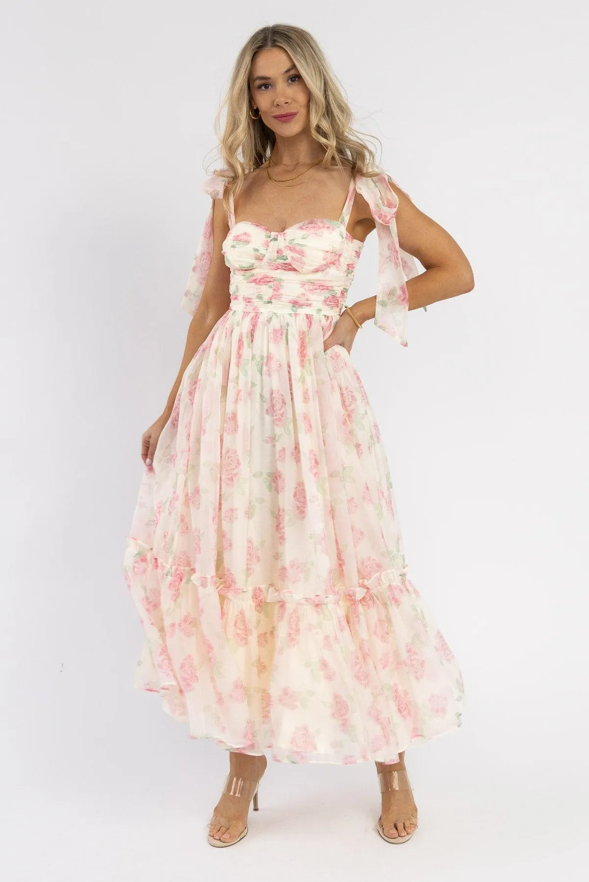 Sweet Serenade Blush Floral Maxi Dress